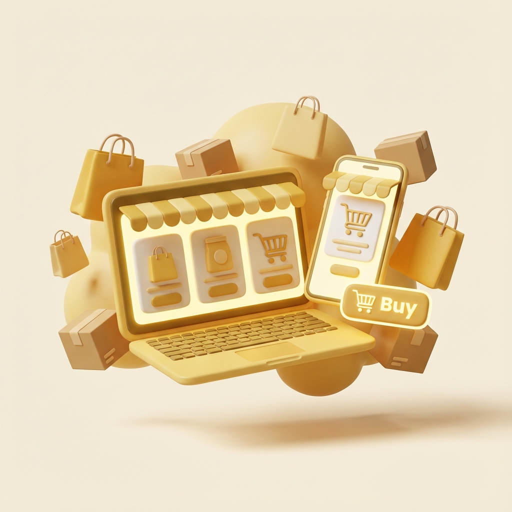 Retail and E-commerce 3D illustration